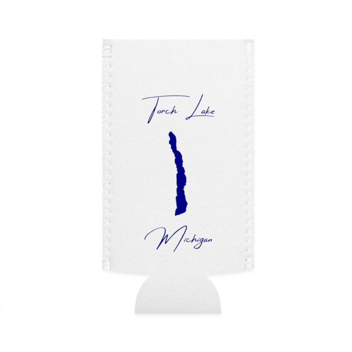 Michigan  Torch  Lake  Slim  Can  Koozie  front  position  view  from  flat-front  white.webp