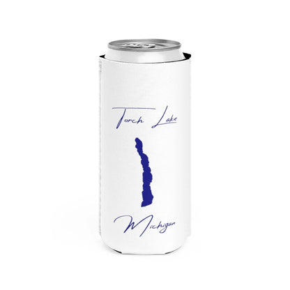 Michigan  Torch  Lake  Slim  Can  Koozie  front  position  view  from  front  white.webp