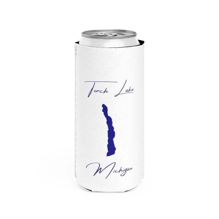 Michigan  Torch  Lake  Slim  Can  Koozie  front  position  view  from  front  white.webp