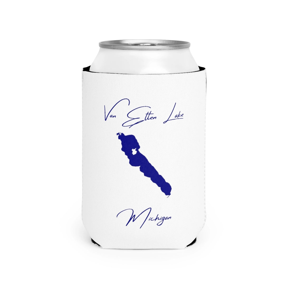 Michigan  Van  Etten  Lake  Can  Koozie  front  position  view  from  front-2  white.webp