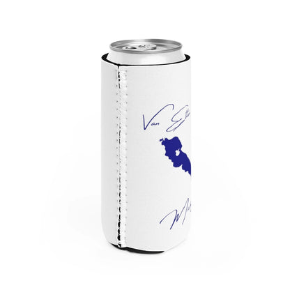 Michigan  Van  Etten  Lake  Slim  Can  Koozie  all  position  view  from  right  white.webp