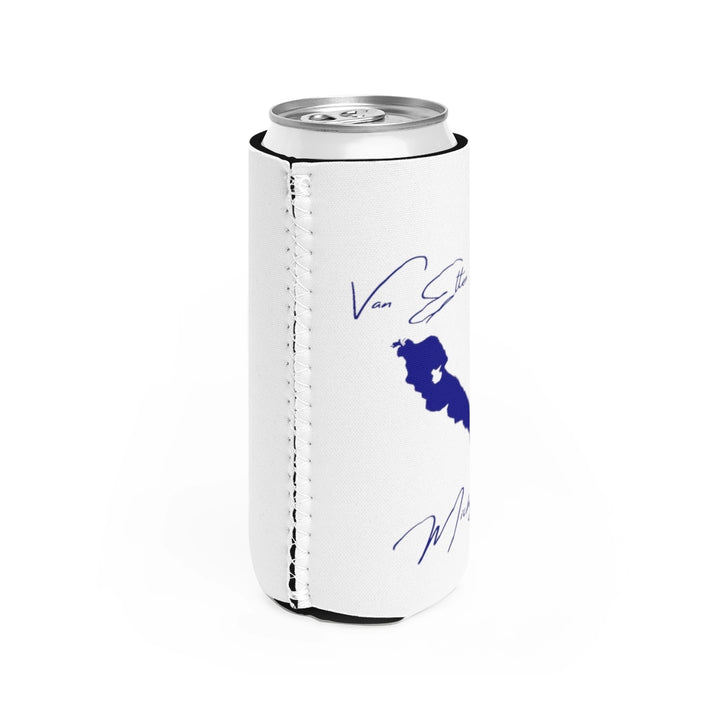Michigan  Van  Etten  Lake  Slim  Can  Koozie  all  position  view  from  right  white.webp