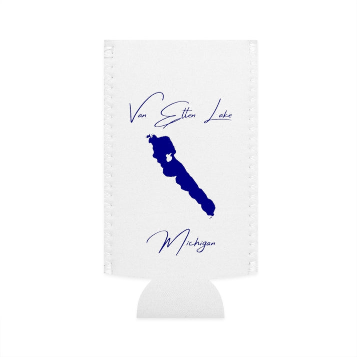 Michigan  Van  Etten  Lake  Slim  Can  Koozie  front  position  view  from  flat-front  white.webp