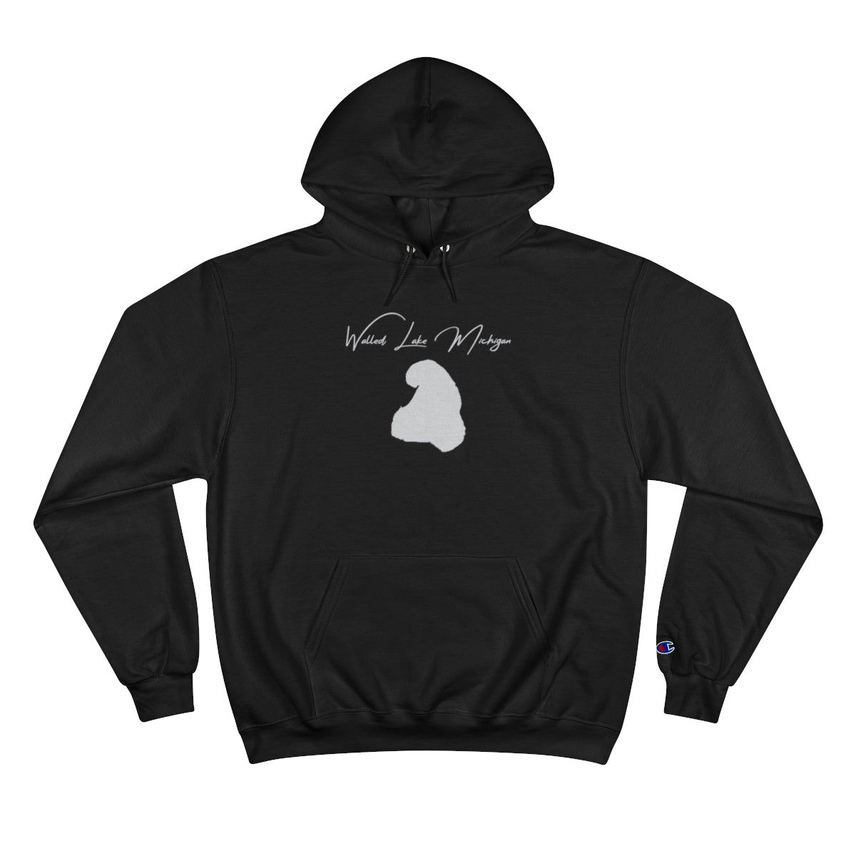Michigan  Walled  Lake  Hoodie  front  position  view  from  front  black.webp