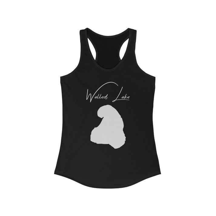 Michigan  Walled  Lake  Racerback-Tank  front  position  view  from  front  solid  black.webp