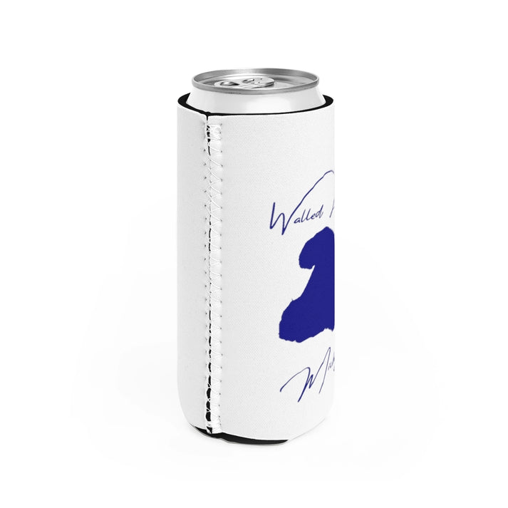 Michigan  Walled  Lake  Slim  Can  Koozie  all  position  view  from  right  white.webp