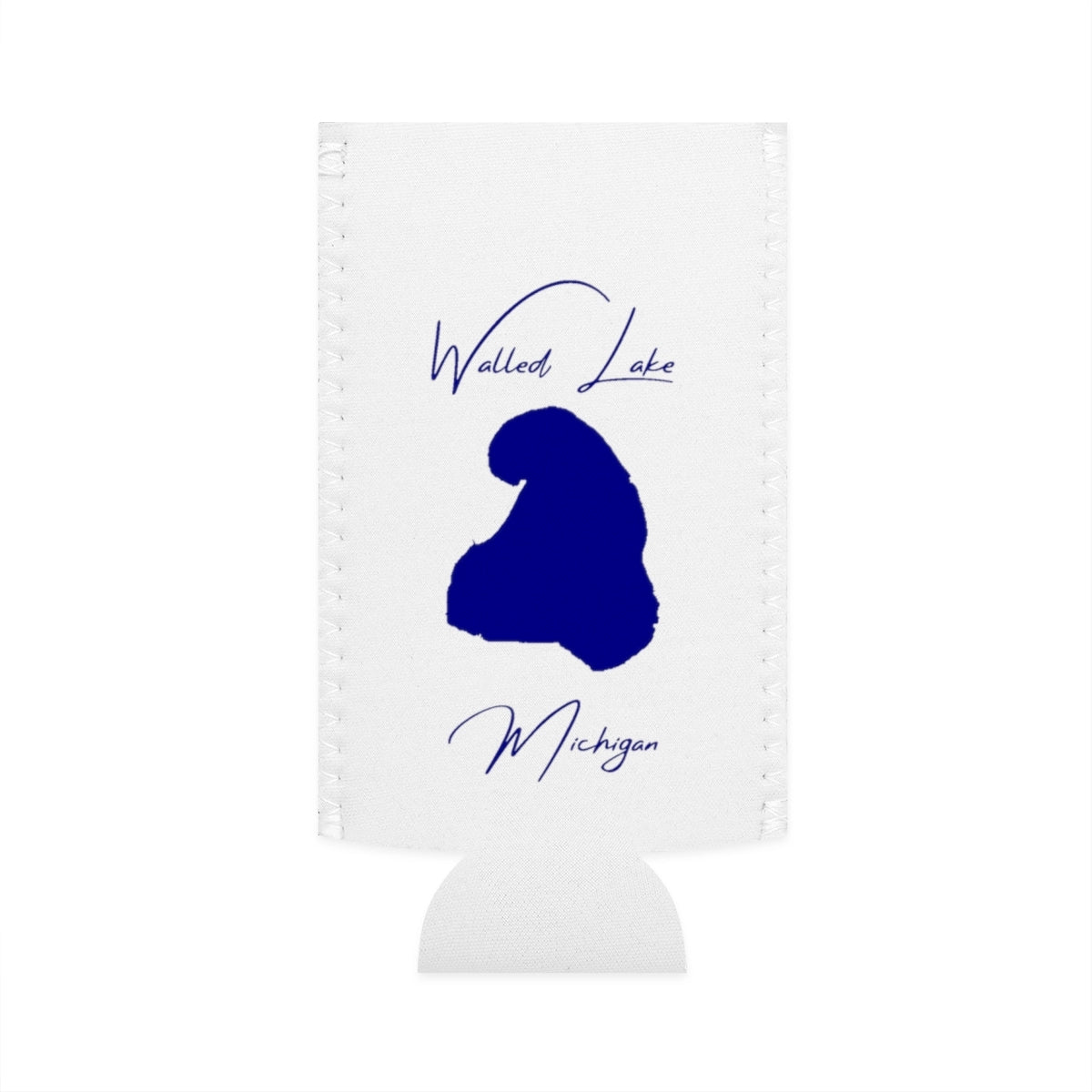 Michigan  Walled  Lake  Slim  Can  Koozie  front  position  view  from  flat-front  white.webp