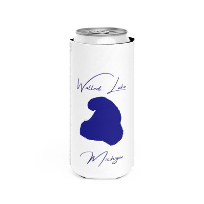 Michigan  Walled  Lake  Slim  Can  Koozie  front  position  view  from  front  white.webp