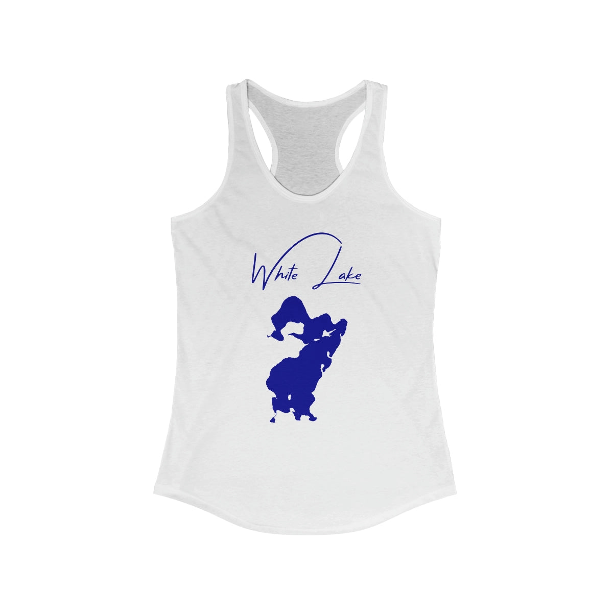 Michigan  White  Lake  Racerback-Tank  front  position  view  from  front  solid  white.webp