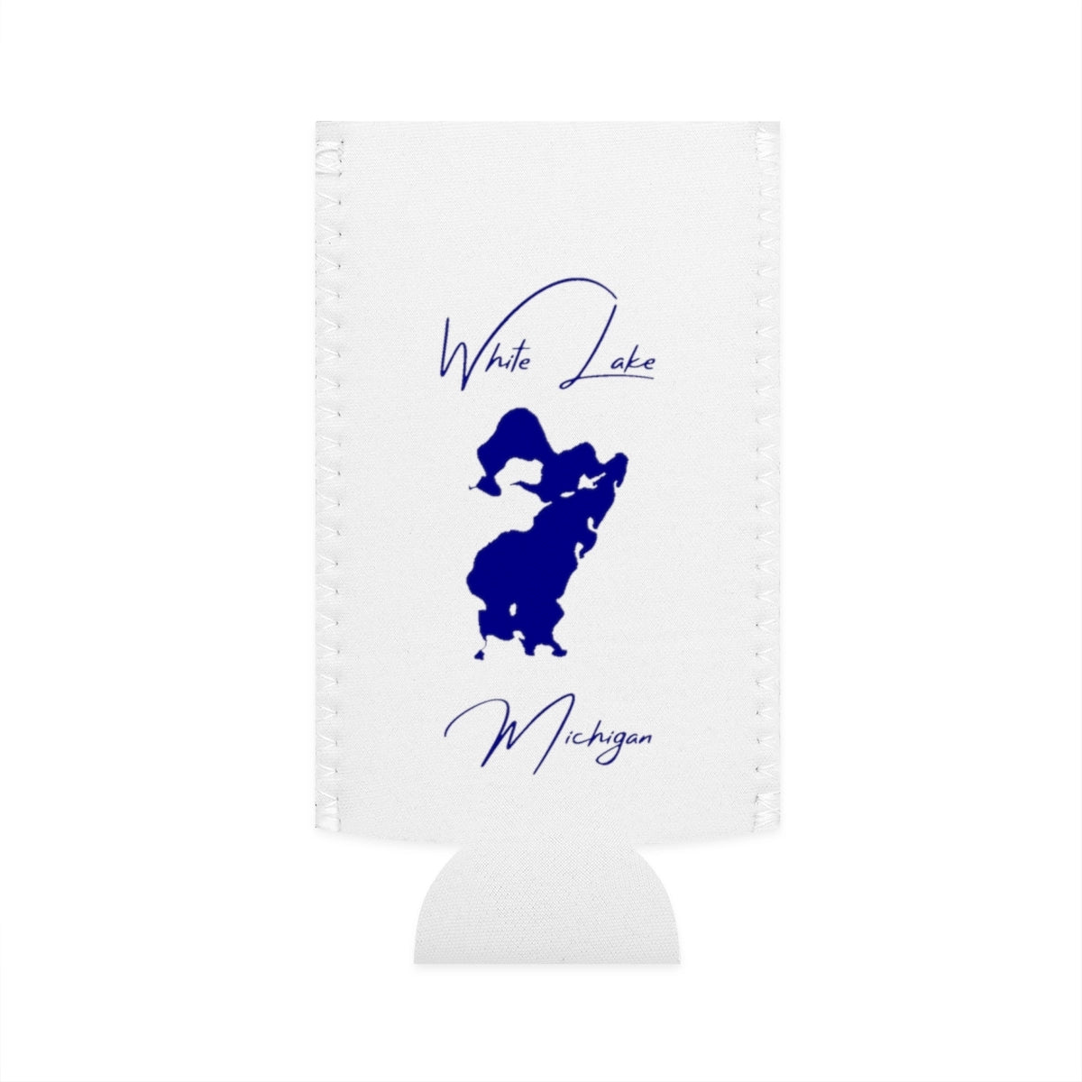 Michigan  White  Lake  Slim  Can  Koozie  front  position  view  from  flat-front  white.webp