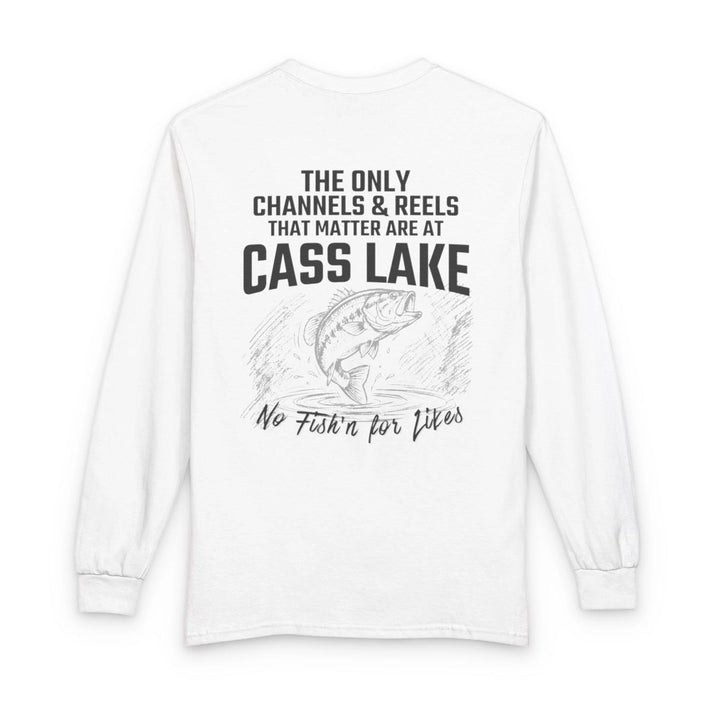 Minnesota  Cass  Lake  Long  Sleeve  Fishing  T-shirt  back  position  view  from  back  white.webp