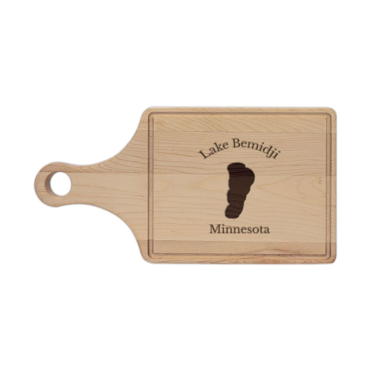 Minnesota  Lake  Bemidji  Engraved  Cutting  Board  front  position  view  from  front  maple.webp
