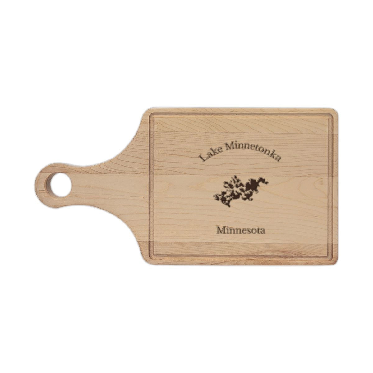 Minnesota  Lake  Minnetonka  Engraved  Cutting  Board  front  position  view  from  front  maple.webp