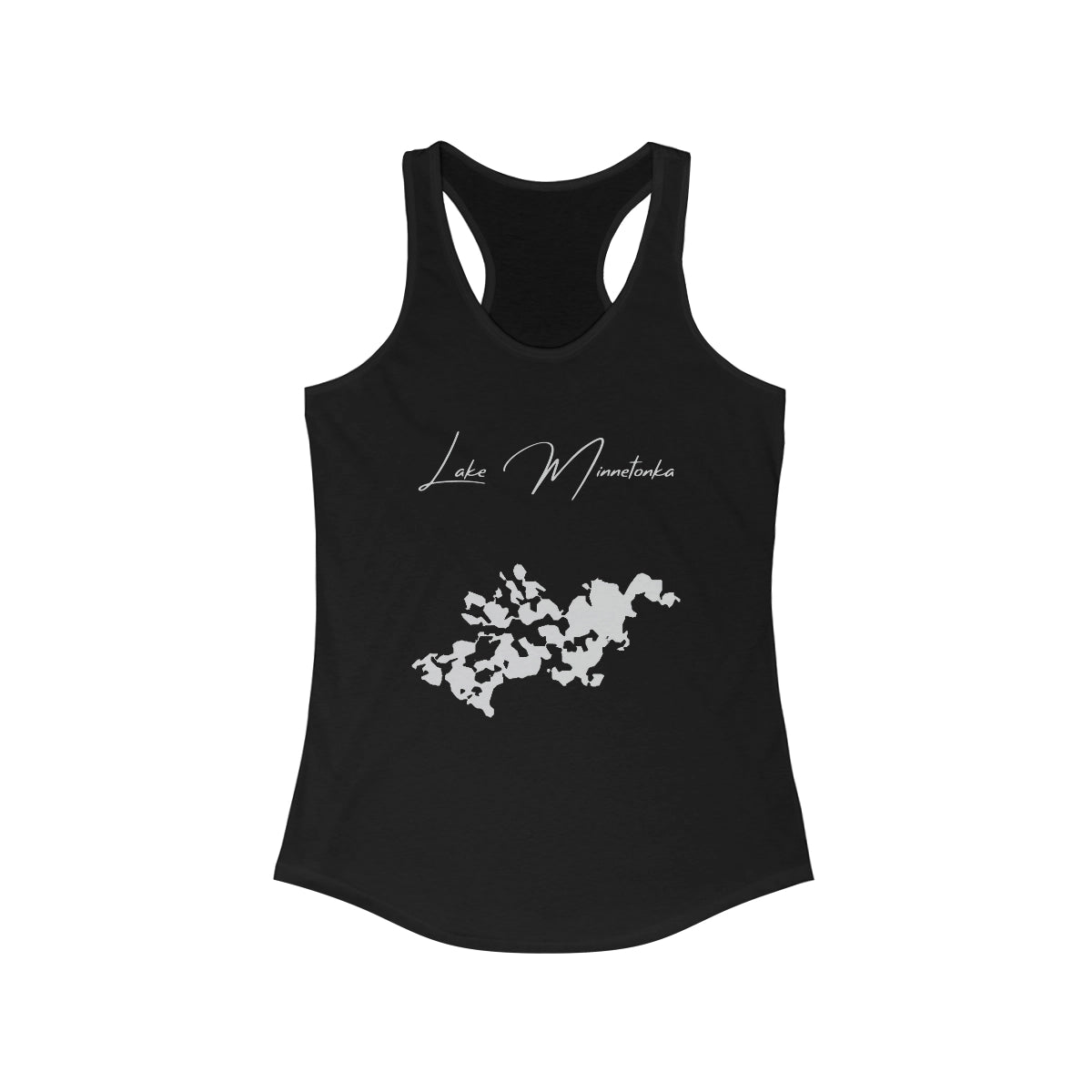 Minnesota  Lake  Minnetonka  Racerback-Tank  front  position  view  from  front  solid  black.webp