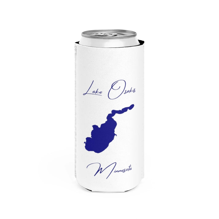 Minnesota  Lake  Osakis  Slim  Can  Koozie  front  position  view  from  front  white.webp