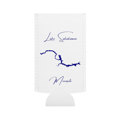 Minnesota  Lake  Sakakawea  Slim  Can  Koozie  front  position  view  from  flat-front  white.webp