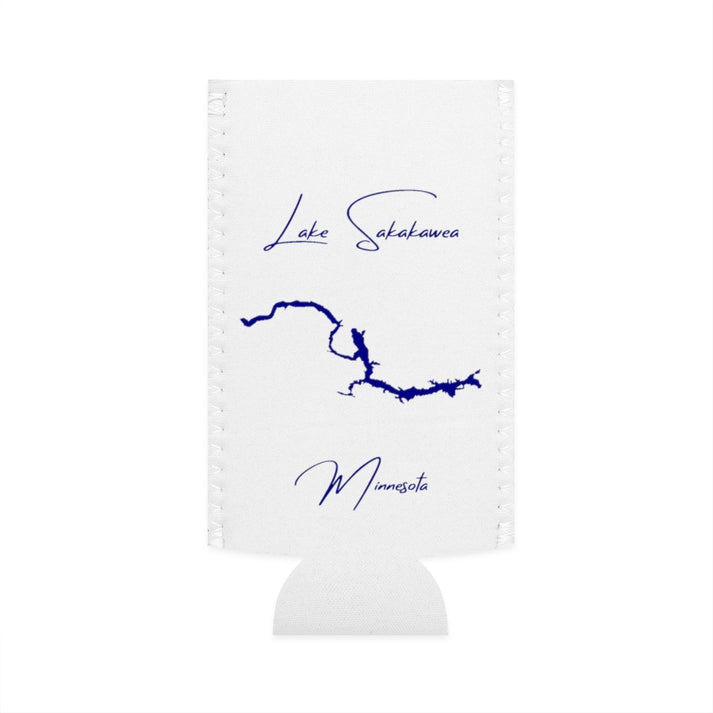 Minnesota  Lake  Sakakawea  Slim  Can  Koozie  front  position  view  from  flat-front  white.webp