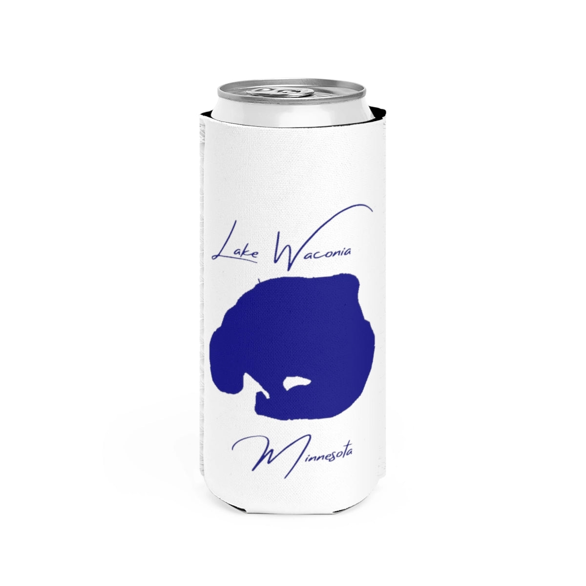 Minnesota  Lake  Waconia  Slim  Can  Koozie  front  position  view  from  front  white.webp