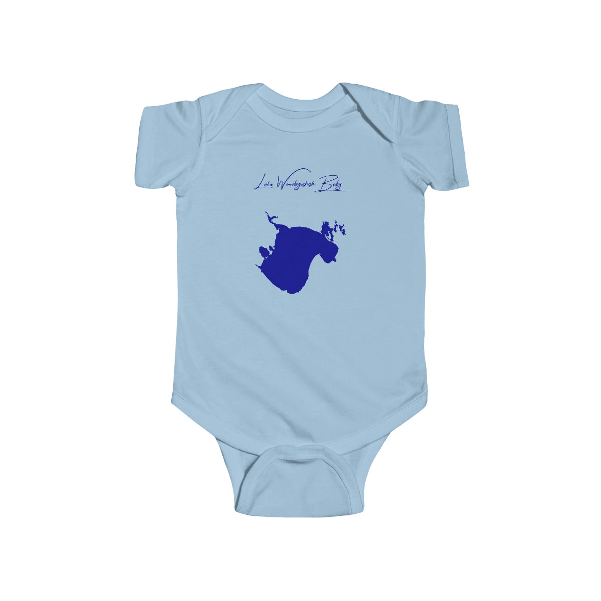 Minnesota  Lake  Winnibigoshish  Onesie  front  position  view  from  front  light  blue.webp