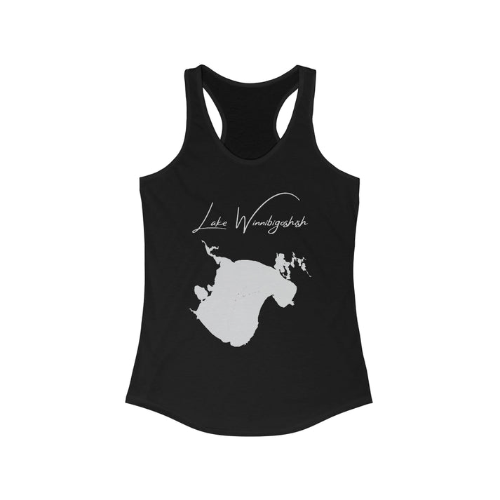 Minnesota  Lake  Winnibigoshish  Racerback-Tank  front  position  view  from  front  solid  black.webp
