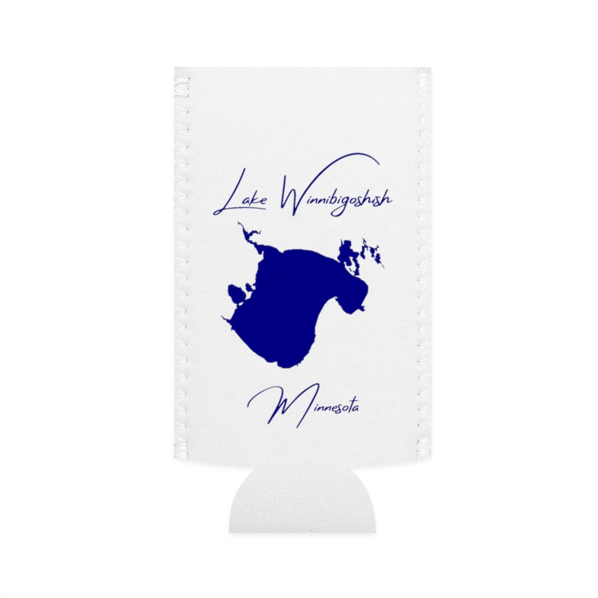 Minnesota  Lake  Winnibigoshish  Slim  Can  Koozie  front  position  view  from  flat-front  white.webp