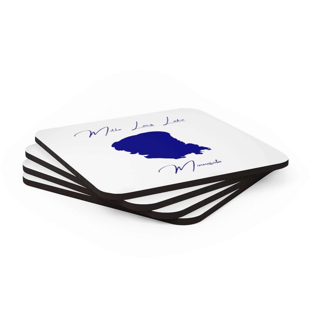 Minnesota  Mille  Lacs  Lake  Coaster  Set  front  position  view  from  stacked  3.75  x  3.75.webp