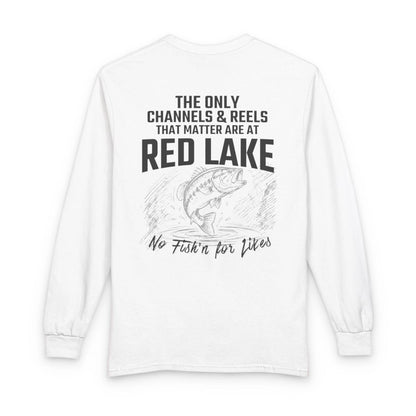 Minnesota  Red  Lake  Long  Sleeve  Fishing  T-shirt  back  position  view  from  back  white.webp