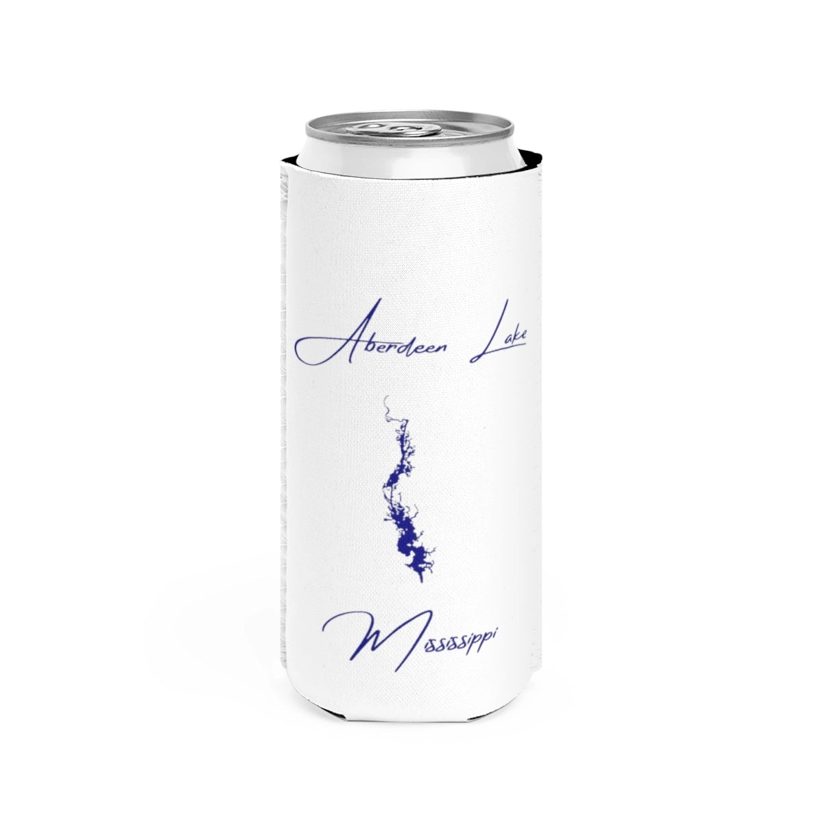 Mississippi  Aberdeen  Lake  Slim  Can  Koozie  front  position  view  from  front  white.webp