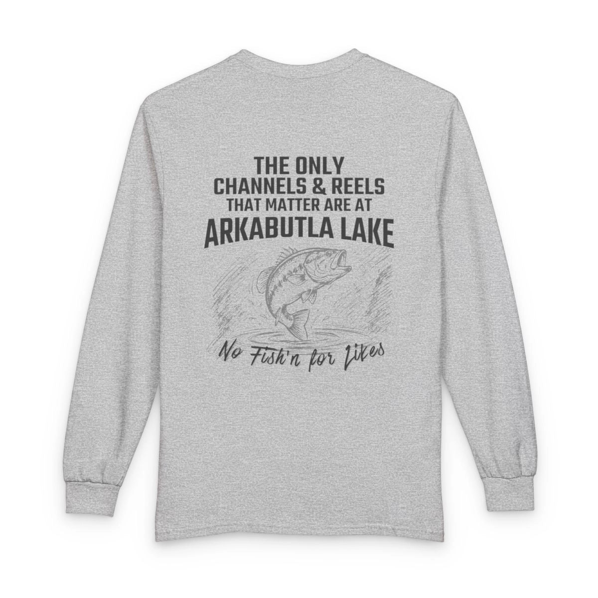 Mississippi  Arkabutla  Lake  Long  Sleeve  Fishing  T-shirt  back  position  view  from  back  sport  grey.webp