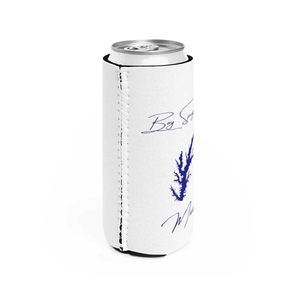 Mississippi  Bay  Springs  Lake  Slim  Can  Koozie  all  position  view  from  right  white.webp