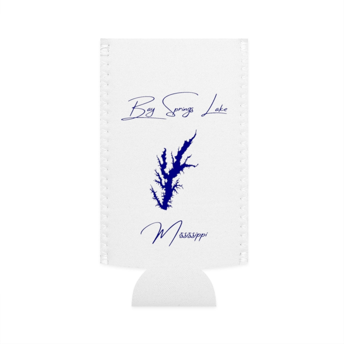 Mississippi  Bay  Springs  Lake  Slim  Can  Koozie  front  position  view  from  flat-front  white.webp