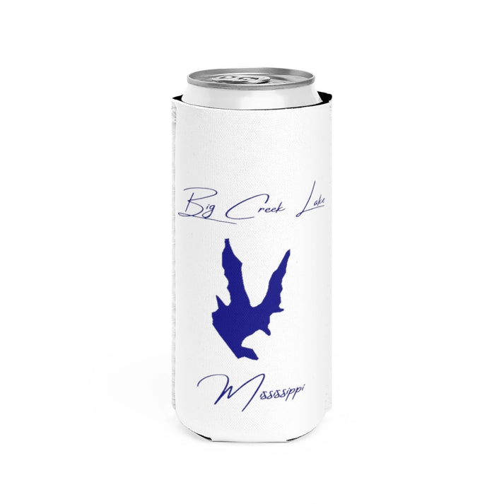 Mississippi  Big  Creek  Lake  Slim  Can  Koozie  front  position  view  from  front  white.webp