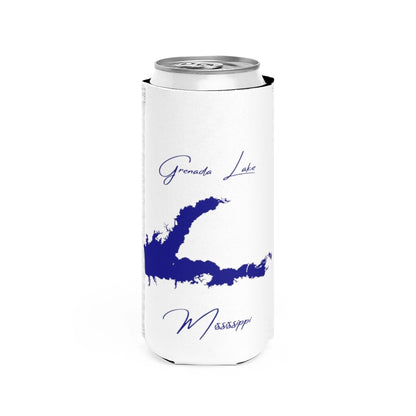 Mississippi  Grenada  Lake  Slim  Can  Koozie  front  position  view  from  front  white.webp