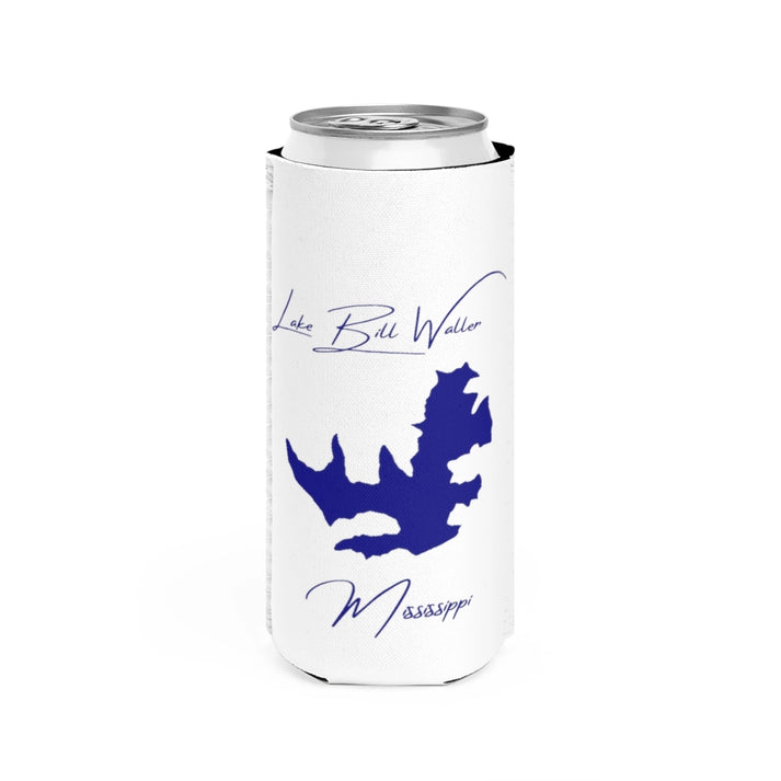 Mississippi  Lake  Bill  Waller  Slim  Can  Koozie  front  position  view  from  front  white.webp