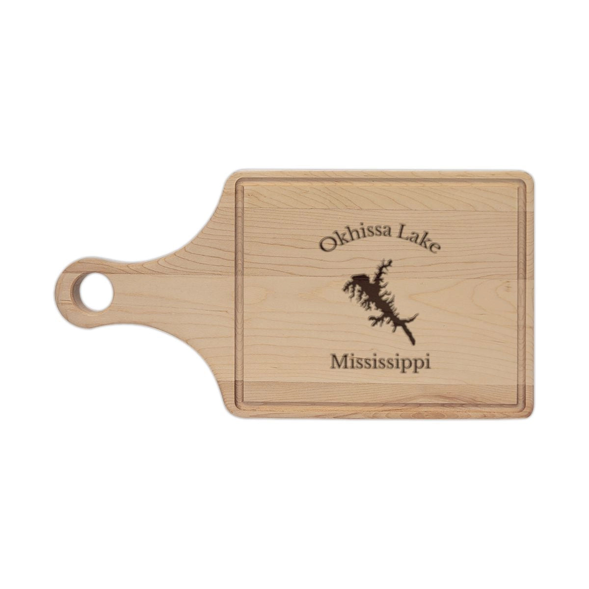 Mississippi  Okhissa  Lake  Engraved  Cutting  Board  front  position  view  from  front  maple.webp