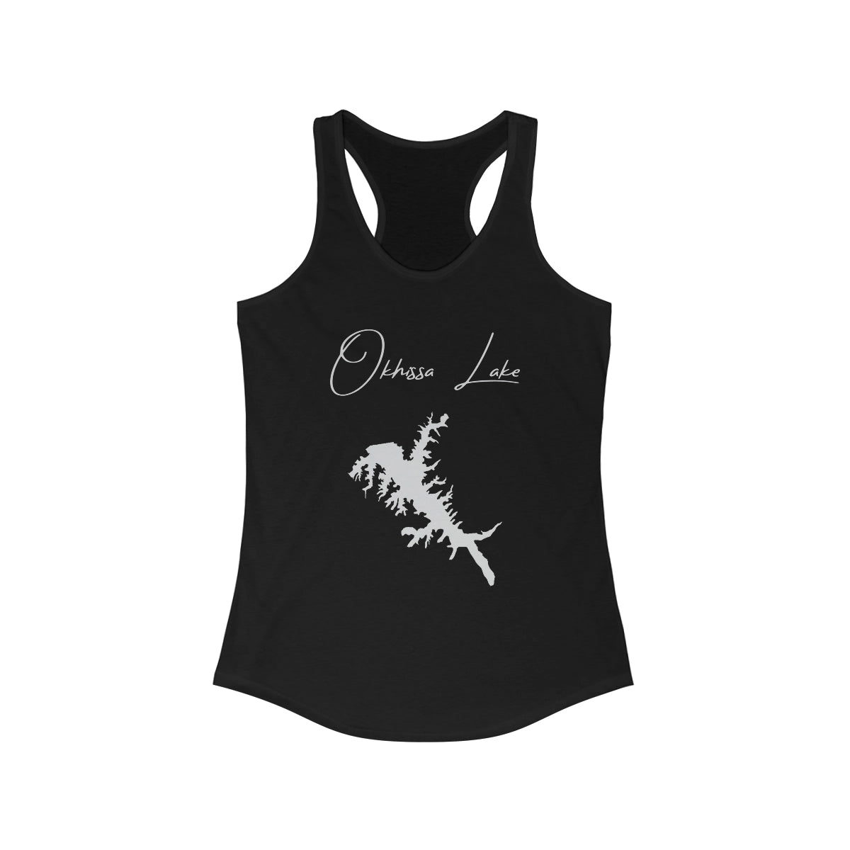 Mississippi  Okhissa  Lake  Racerback-Tank  front  position  view  from  front  solid  black.webp
