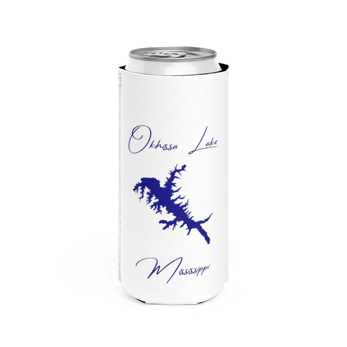 Mississippi  Okhissa  Lake  Slim  Can  Koozie  front  position  view  from  front  white.webp