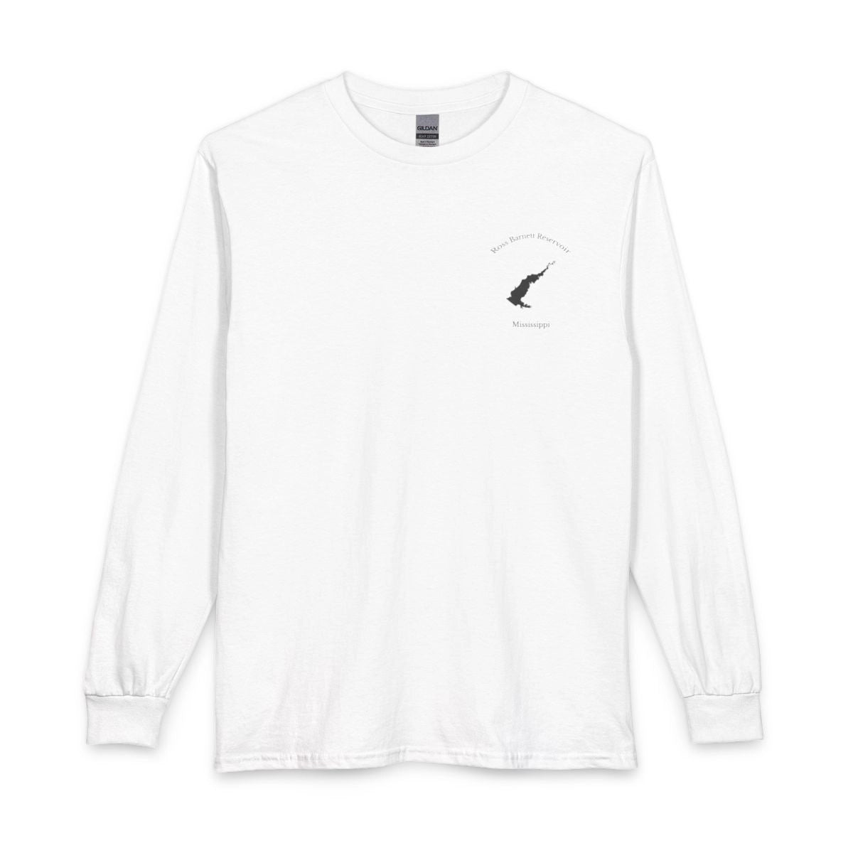 Mississippi  Ross  Barnett  Reservoir  Long  Sleeve  Fishing  T-shirt  front  position  view  from  front  white.webp
