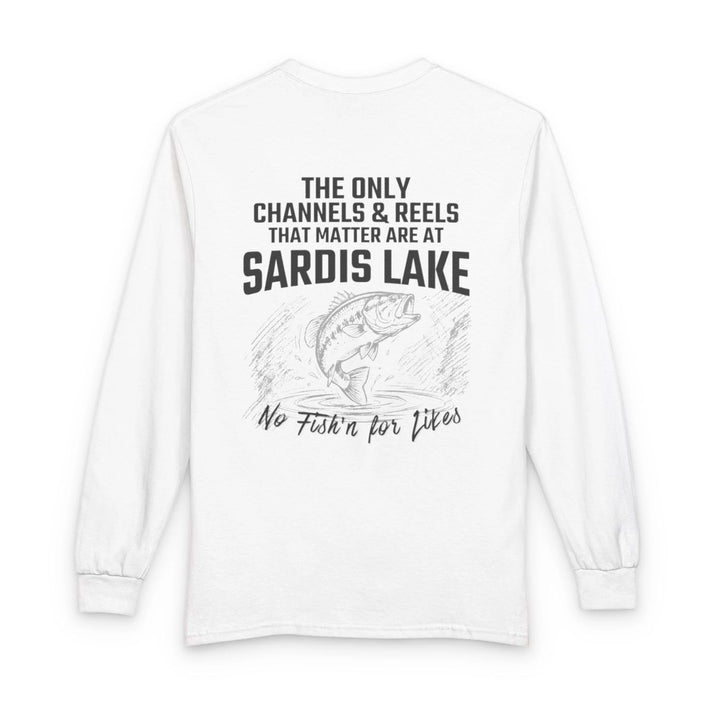 Mississippi  Sardis  Lake  Long  Sleeve  Fishing  T-shirt  back  position  view  from  back  white.webp
