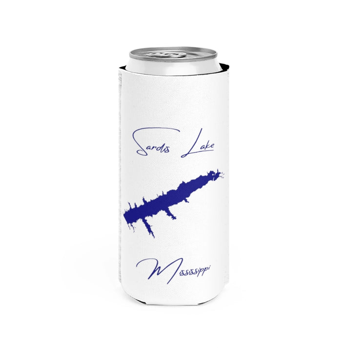 Mississippi  Sardis  Lake  Slim  Can  Koozie  front  position  view  from  front  white.webp