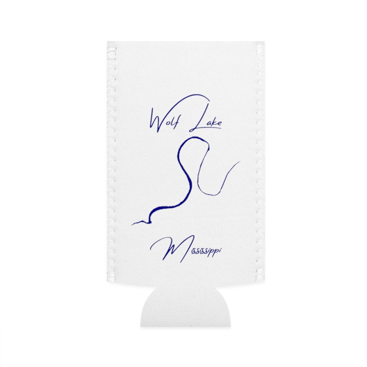 Mississippi  Wolf  Lake  Slim  Can  Koozie  front  position  view  from  flat-front  white.webp