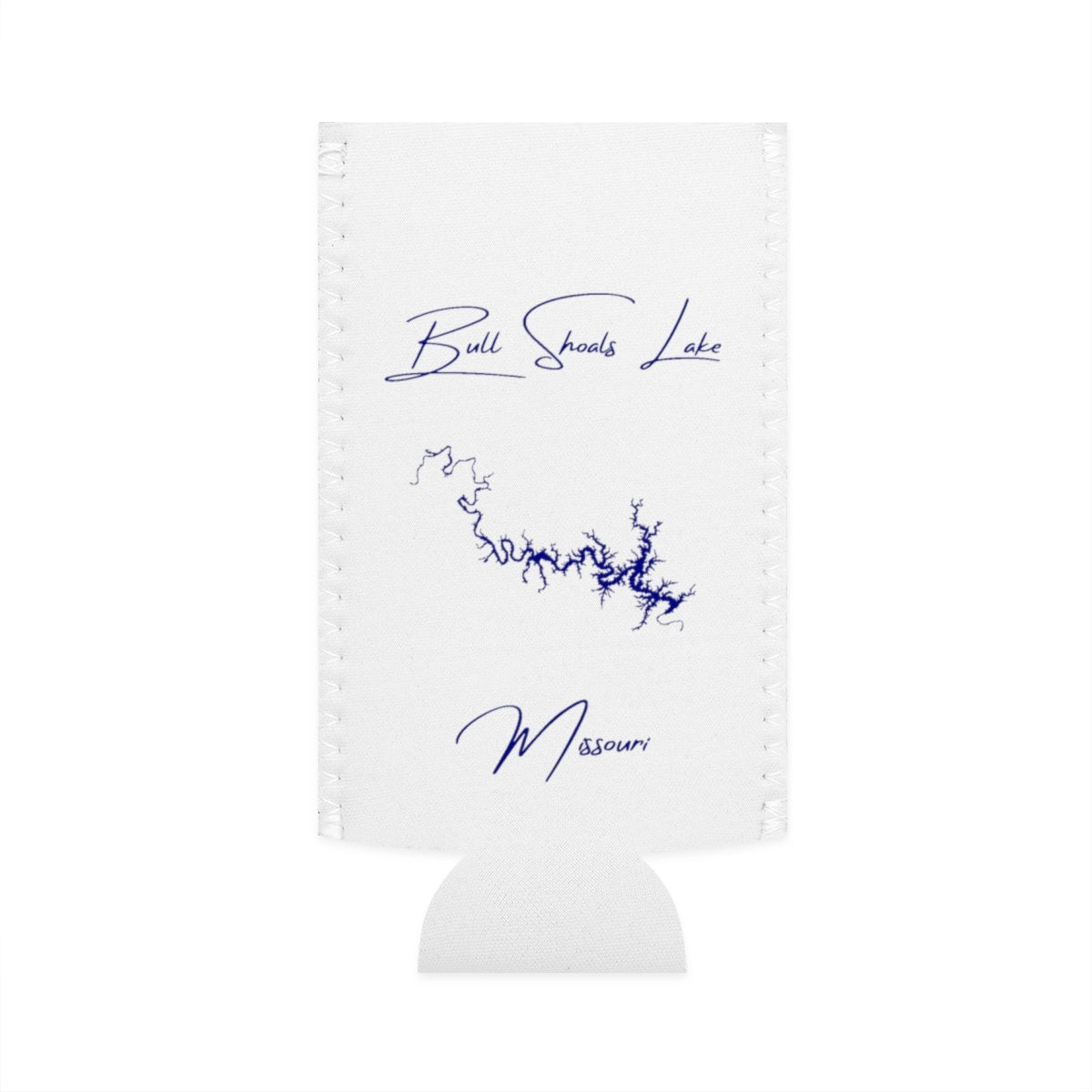 Missouri  Bull  Shoals  Lake  Slim  Can  Koozie  front  position  view  from  flat-front  white.webp
