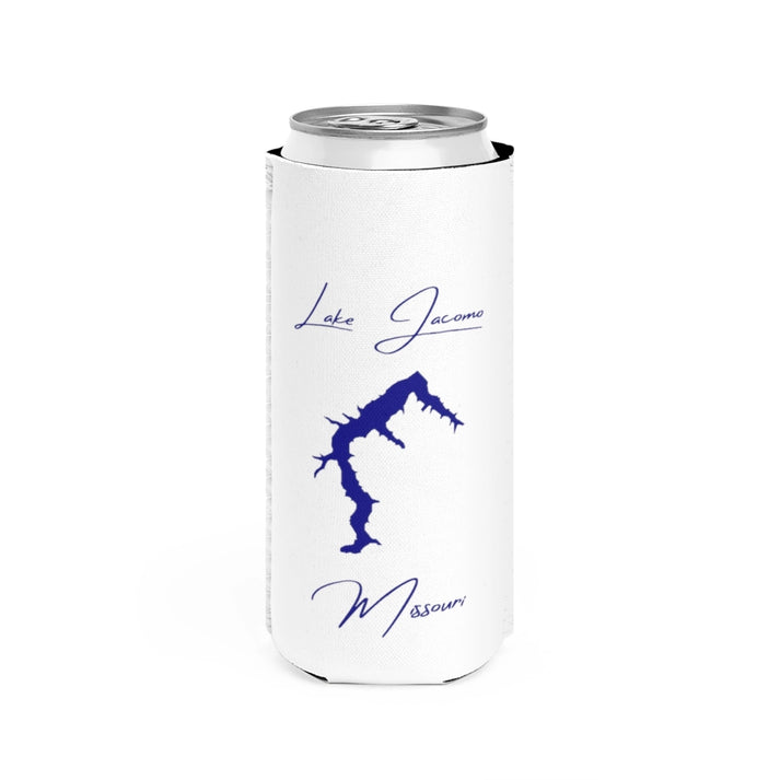 Missouri  Lake  Jacomo  Slim  Can  Koozie  front  position  view  from  front  white.webp