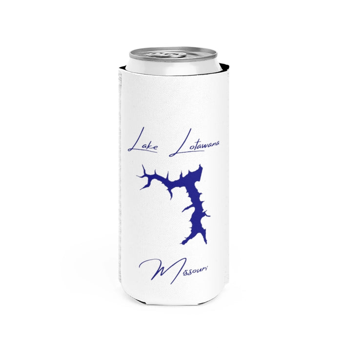 Missouri  Lake  Lotawana  Slim  Can  Koozie  front  position  view  from  front  white.webp