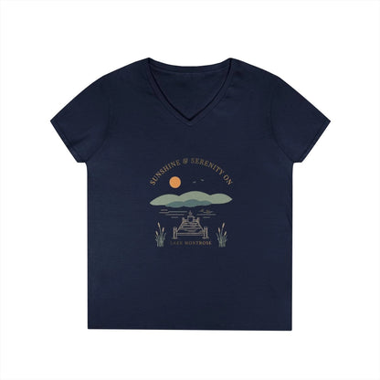 Missouri  Lake  Montrose  V-Neck  Boho  T-shirt  front  position  view  from  front  navy.webp