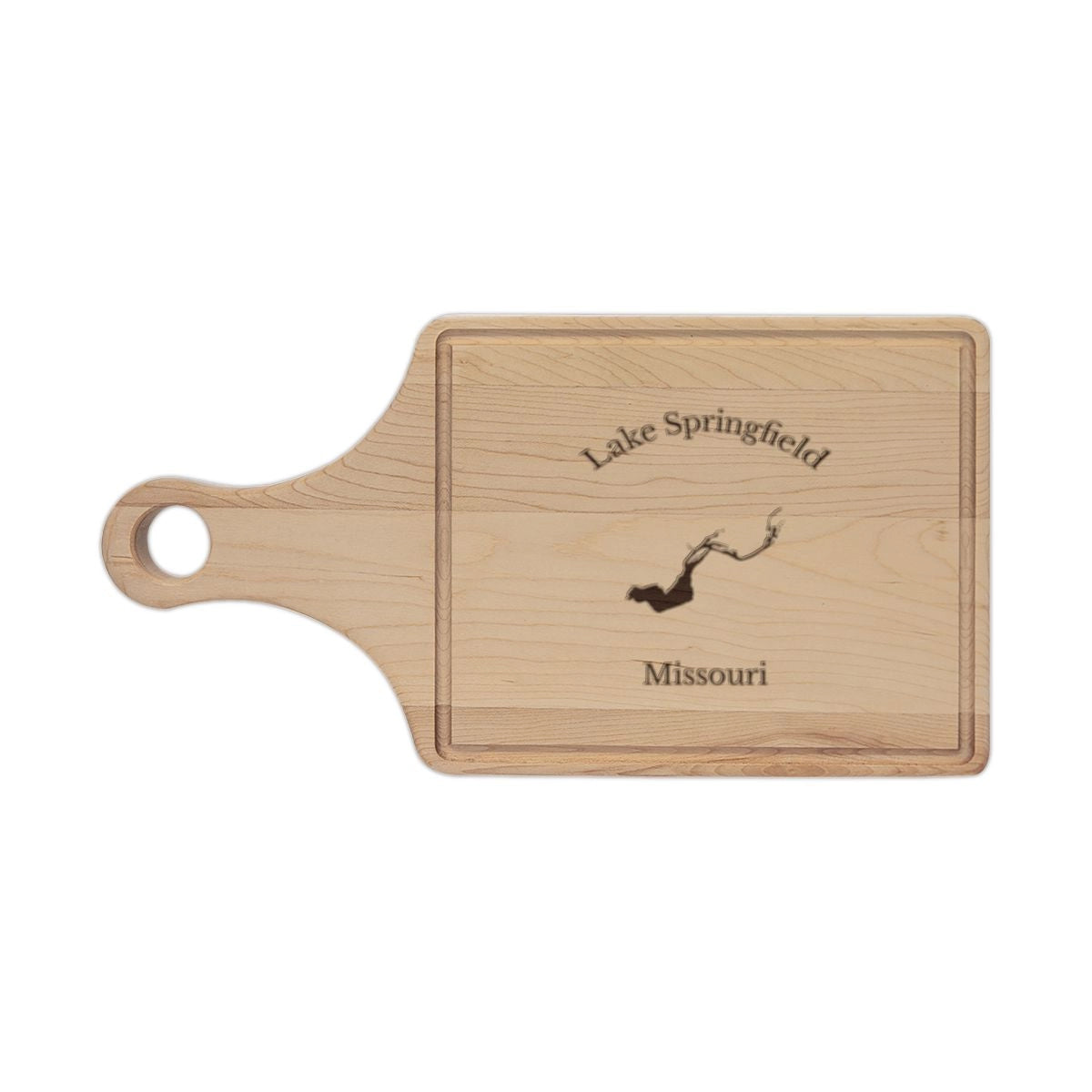 Missouri  Lake  Springfield  Engraved  Cutting  Board  front  position  view  from  front  maple.webp