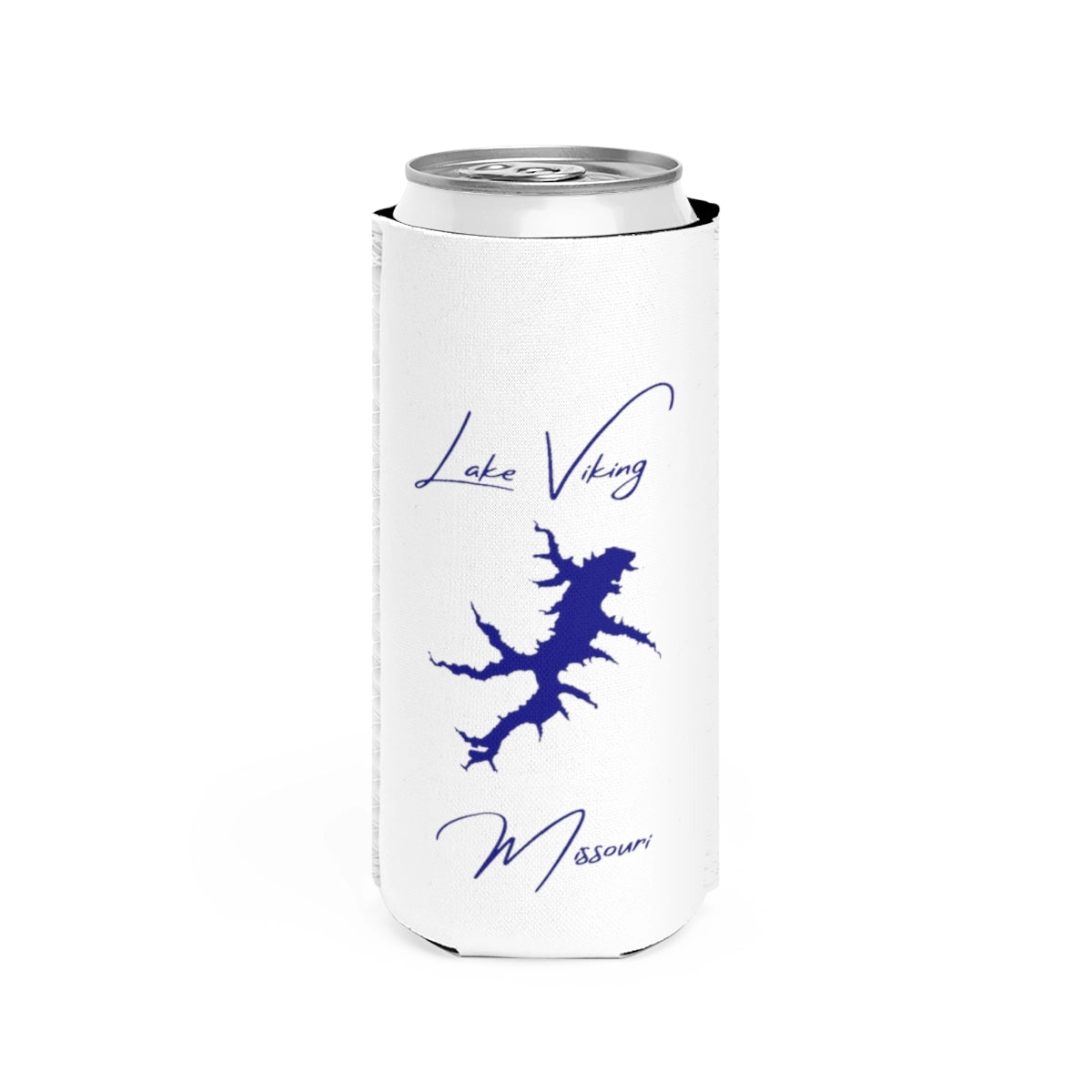 Missouri  Lake  Viking  Slim  Can  Koozie  front  position  view  from  front  white.webp