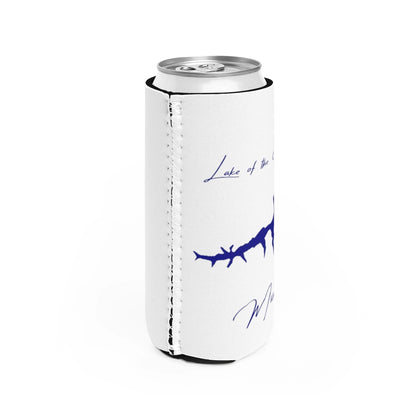 Missouri  Lake  of  the  Hills  Slim  Can  Koozie  all  position  view  from  right  white.webp