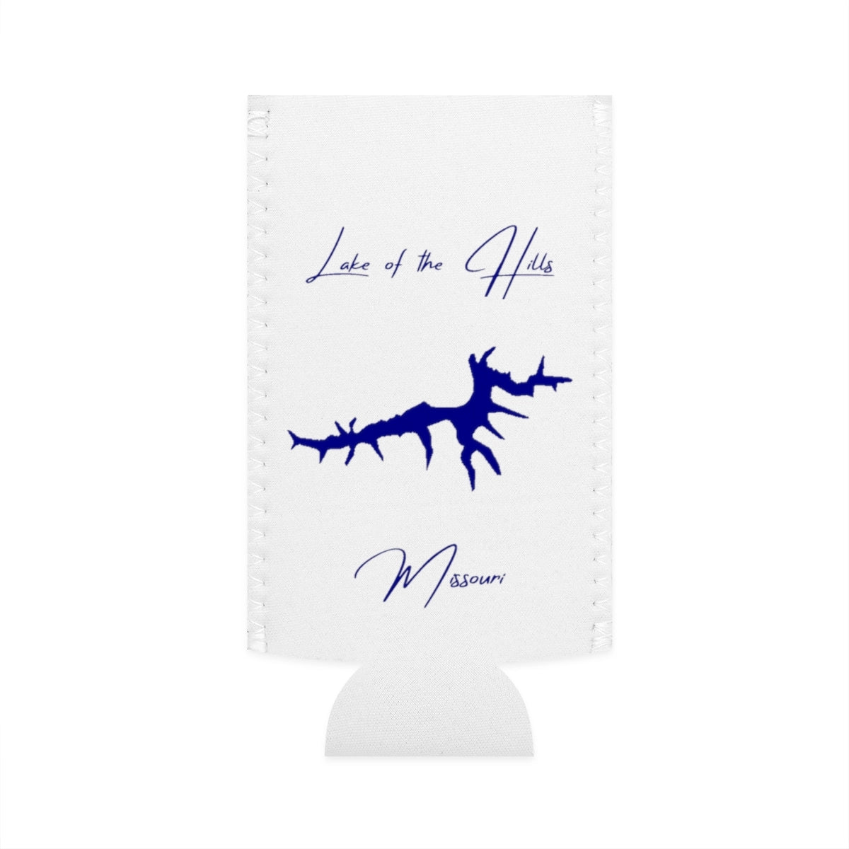 Missouri  Lake  of  the  Hills  Slim  Can  Koozie  front  position  view  from  flat-front  white.webp