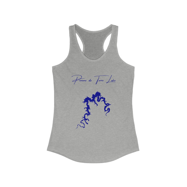 Missouri  Pomme  de  Terre  Lake  Racerback-Tank  front  position  view  from  front  heather  grey.webp
